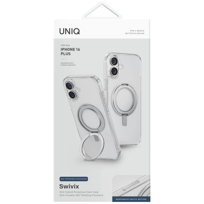 Uniq Swivix 360 Rotating Kickstand Case for iPhone 16 Plus - Clear_1