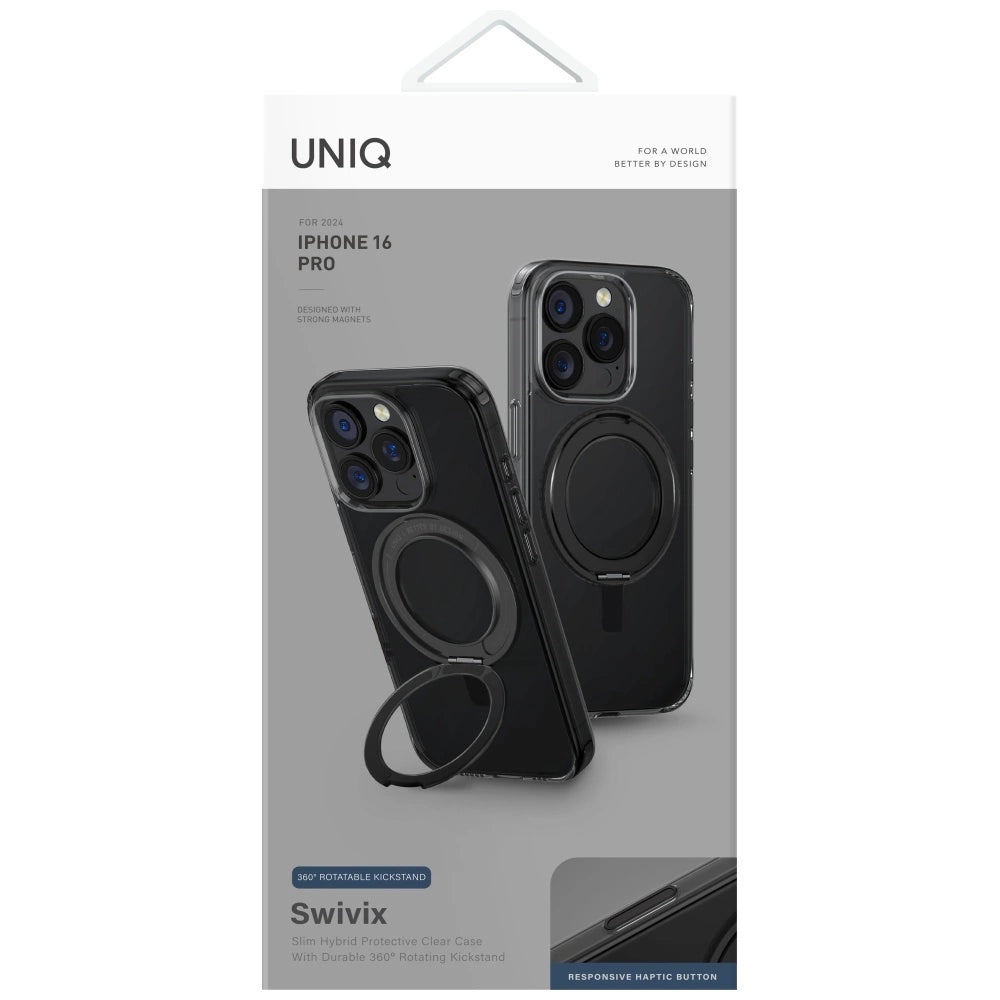 Uniq Swivix 360 Rotating Kickstand Case for iPhone 16 Pro - Black_4