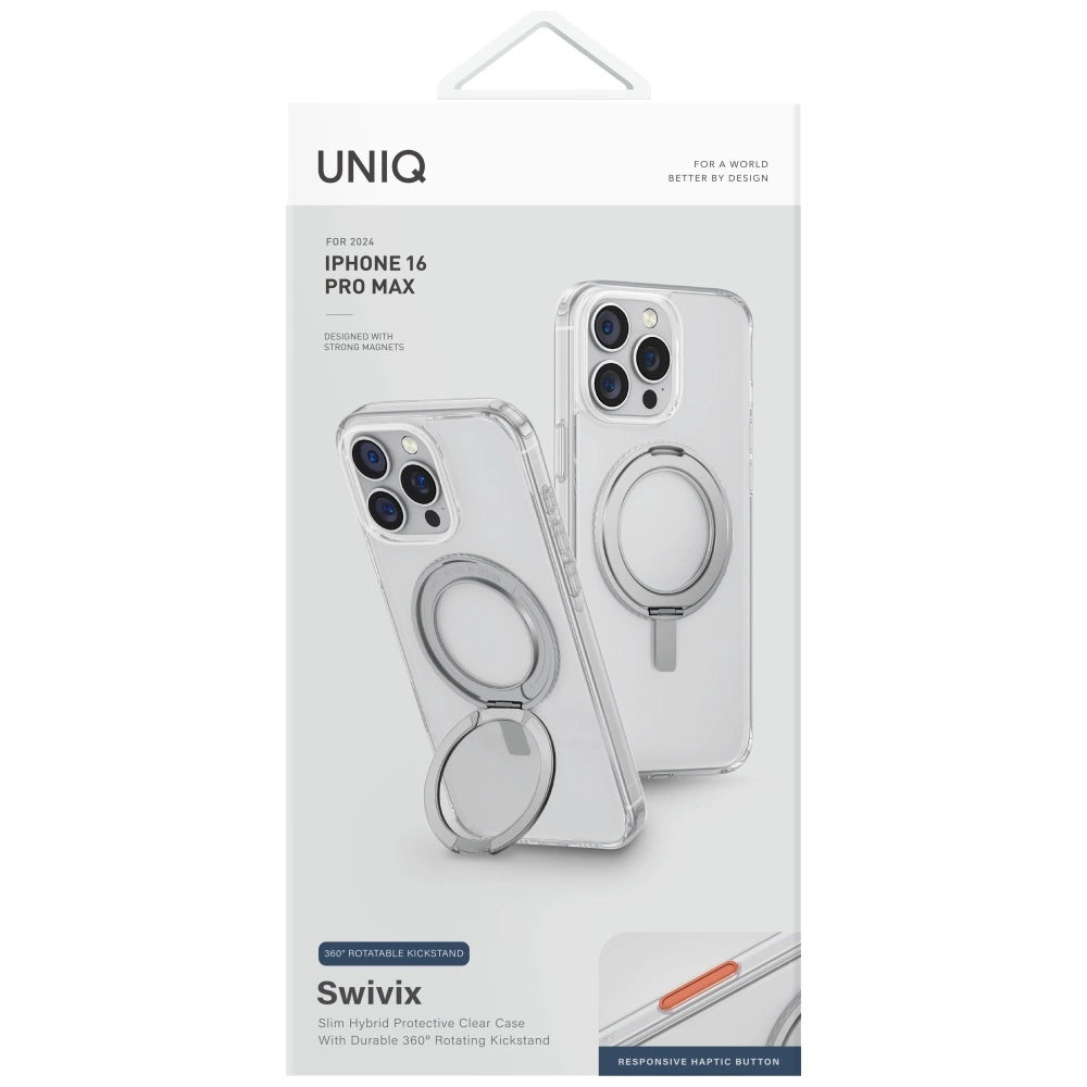 Uniq Swivix 360 Rotating Kickstand Case for iPhone 16 Pro Max - Clear_3