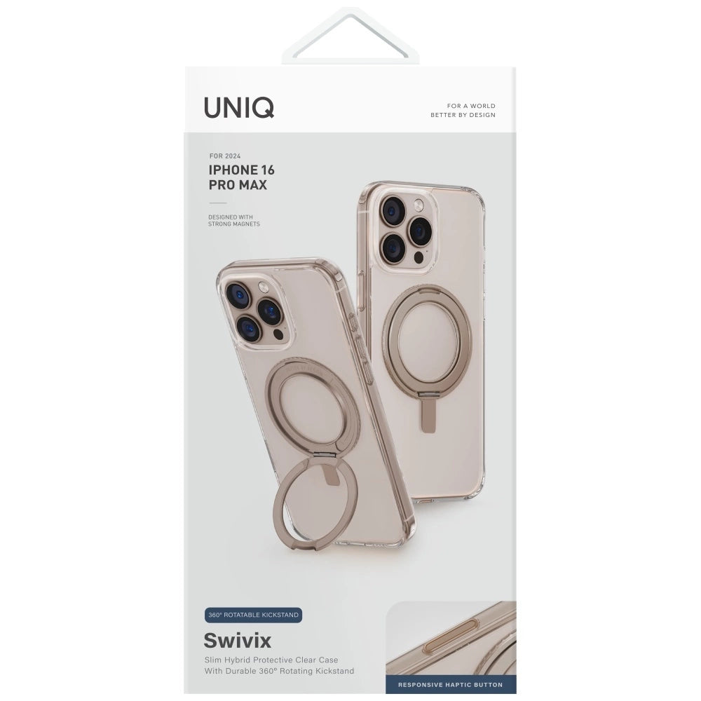 Uniq Swivix 360 Rotating Kickstand Case for iPhone 16 Pro Max - Gold_3