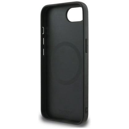 DKNY Leather Checkered Mono Pattern MagSafe iPhone 16e Case - Black_6