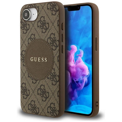 Guess 4G Circle Classic Logo MagSafe case for iPhone 16e - brown_0