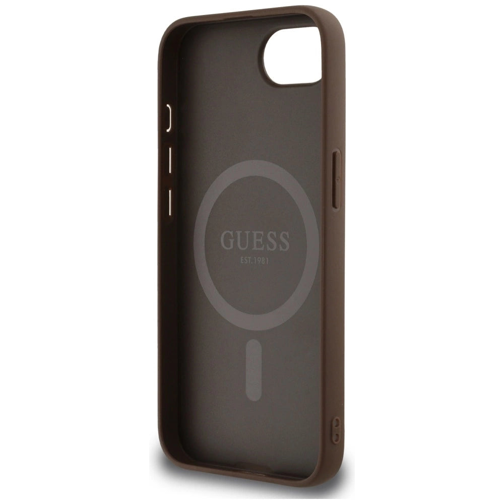 Guess 4G Circle Classic Logo MagSafe case for iPhone 16e - brown_6