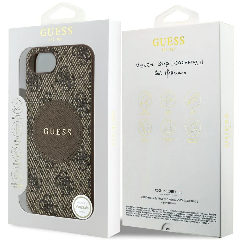 Guess 4G Circle Classic Logo MagSafe case for iPhone 16e - brown_7