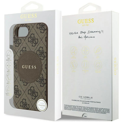 Guess 4G Circle Classic Logo MagSafe case for iPhone 16e - brown_7