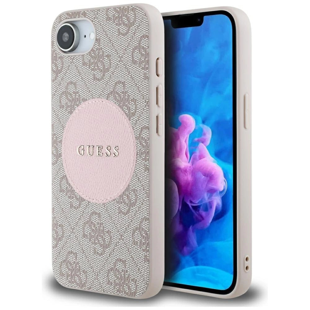 Guess 4G Circle Classic Logo MagSafe case for iPhone 16e - pink_0