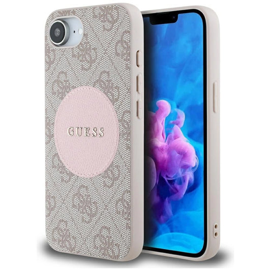 Guess 4G Circle Classic Logo MagSafe case for iPhone 16e - pink_0
