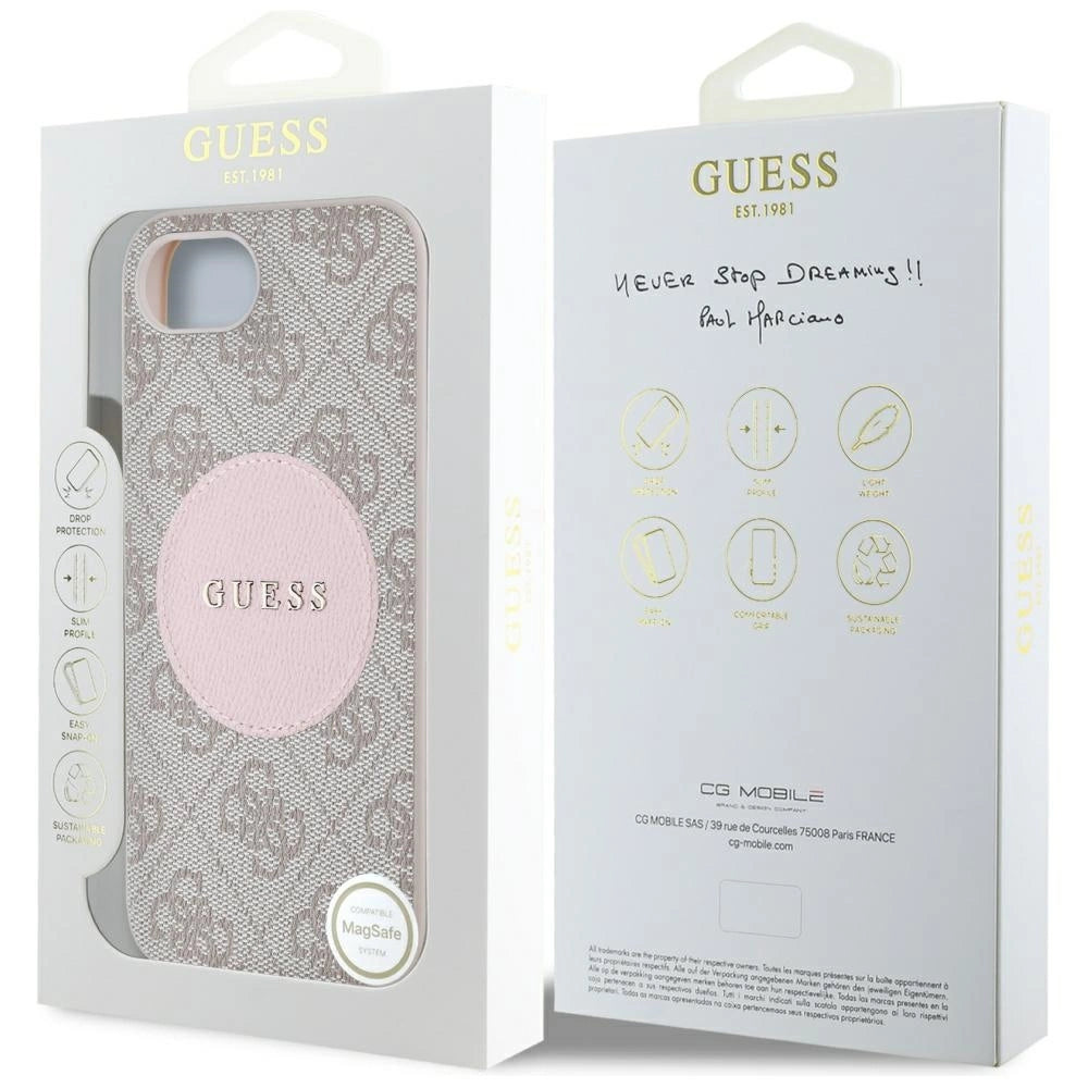 Guess 4G Circle Classic Logo MagSafe case for iPhone 16e - pink_7