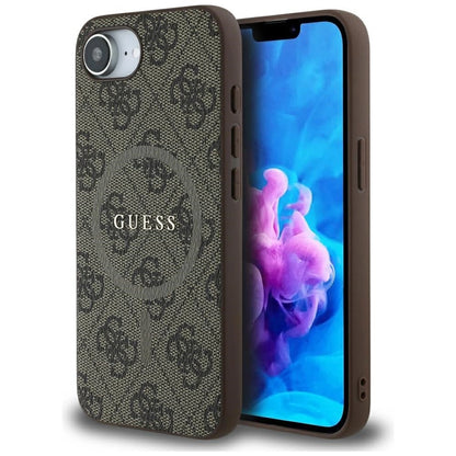 Guess 4G Ring Classic Logo MagSafe iPhone 16e Case - Brown_0
