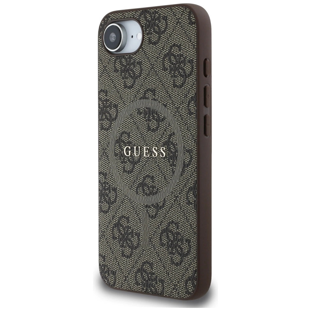 Guess 4G Ring Classic Logo MagSafe iPhone 16e Case - Brown_1