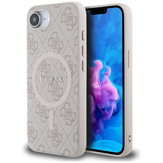 Guess 4G Ring Classic Logo MagSafe iPhone 16e Case - Pink_0