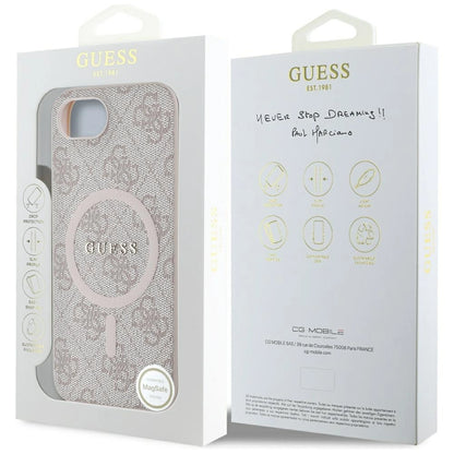 Guess 4G Ring Classic Logo MagSafe iPhone 16e Case - Pink_7