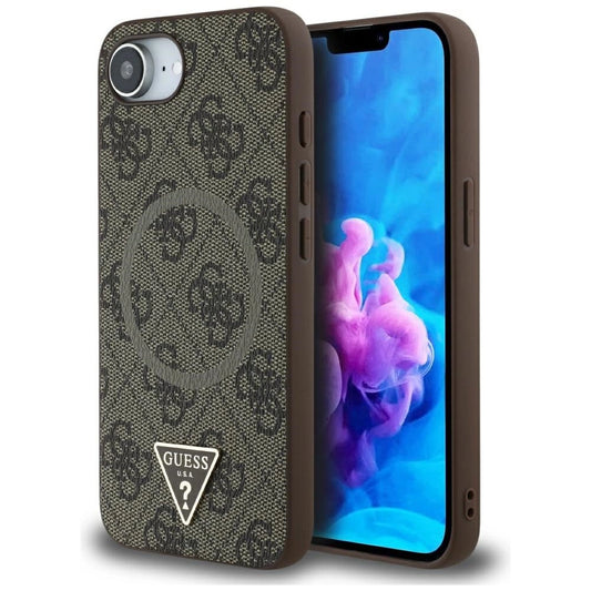 Guess 4G Ring Triangle Logo MagSafe iPhone 16e Case - Brown_0
