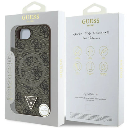 Guess 4G Ring Triangle Logo MagSafe iPhone 16e Case - Brown_7