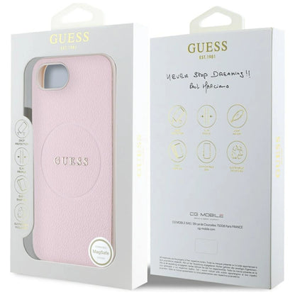 Guess Grained Ring MagSafe iPhone 16e Case - Pink_7