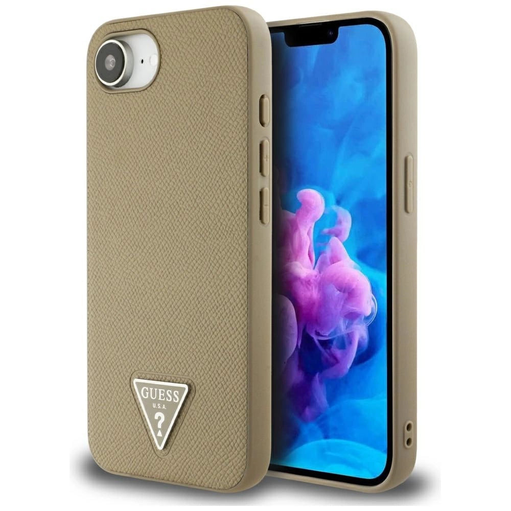 Guess Grained Triangle MagSafe case for iPhone 16e - brown_0