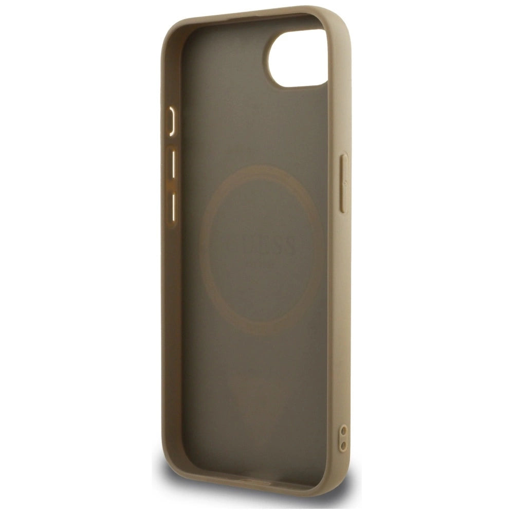 Guess Grained Triangle MagSafe case for iPhone 16e - brown_6