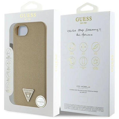 Guess Grained Triangle MagSafe case for iPhone 16e - brown_7