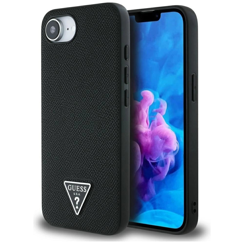 Guess Grained Triangle MagSafe case for iPhone 16e - black_0