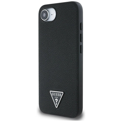Guess Grained Triangle MagSafe case for iPhone 16e - black_1