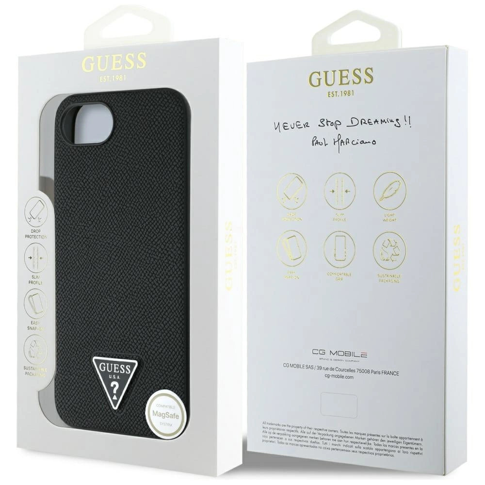 Guess Grained Triangle MagSafe case for iPhone 16e - black_7