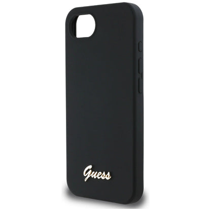 Guess Silicone Script Metal Logo MagSafe iPhone 16e Case - Black_5