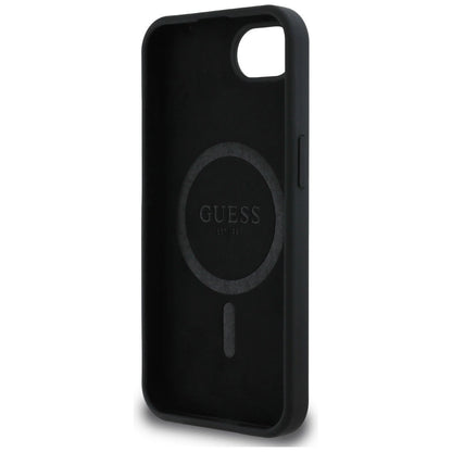 Guess Silicone Script Metal Logo MagSafe iPhone 16e Case - Black_6