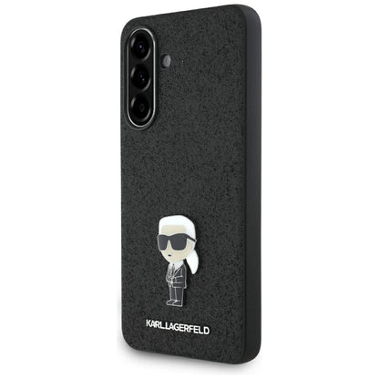 Karl Lagerfeld Fixed Glitter Ikonik Logo Metal Pin Case for Samsung Galaxy A56 - Black_0