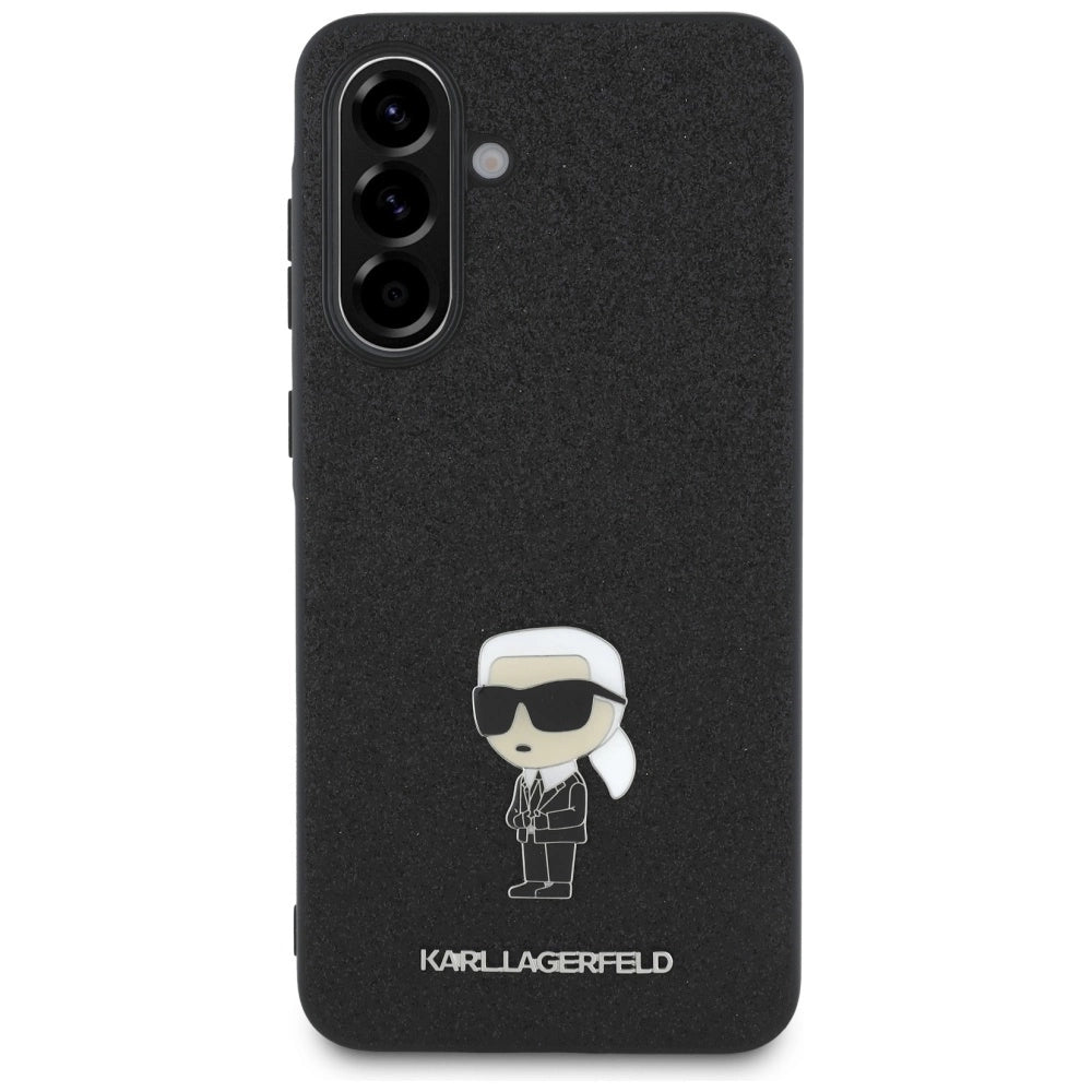 Karl Lagerfeld Fixed Glitter Ikonik Logo Metal Pin Case for Samsung Galaxy A56 - Black_1