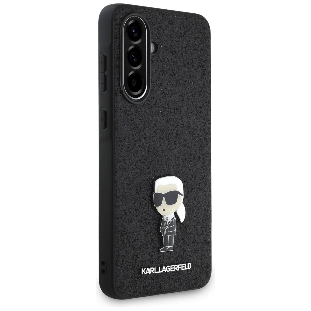 Karl Lagerfeld Fixed Glitter Ikonik Logo Metal Pin Case for Samsung Galaxy A56 - Black_2