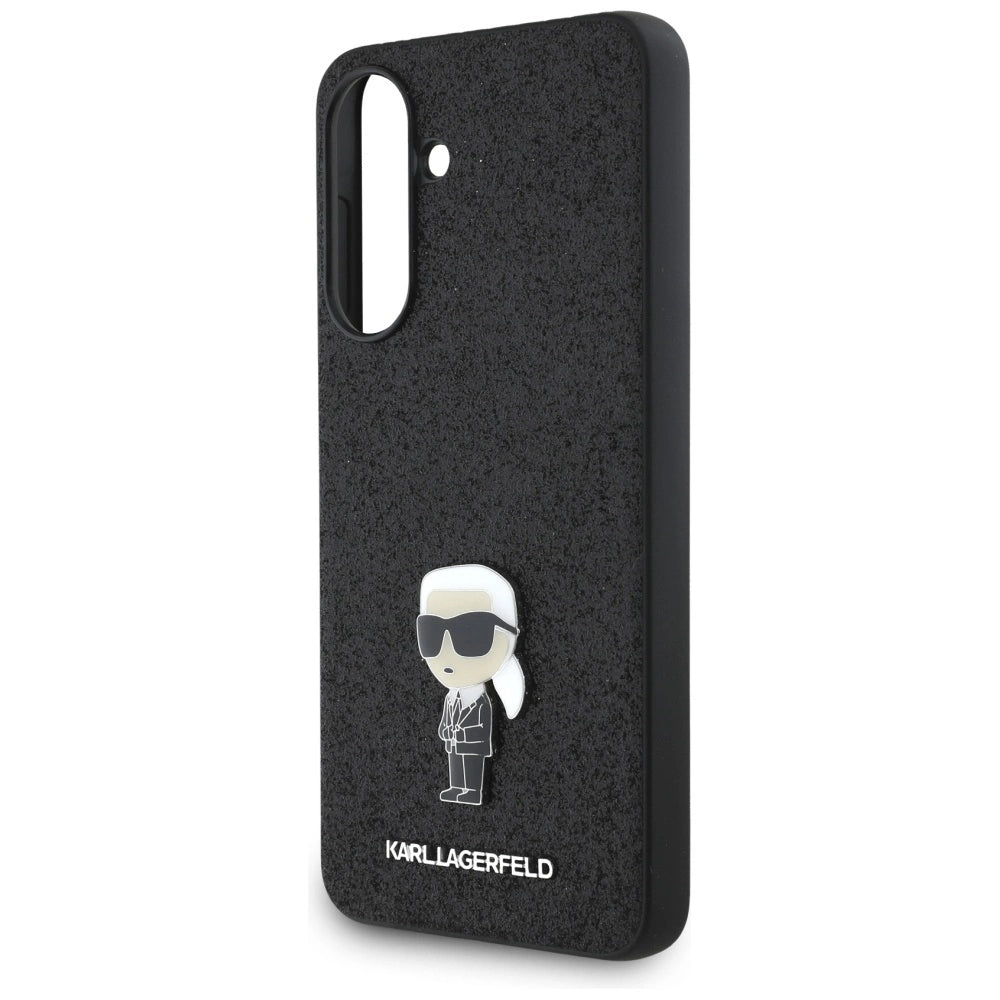 Karl Lagerfeld Fixed Glitter Ikonik Logo Metal Pin Case for Samsung Galaxy A56 - Black_4