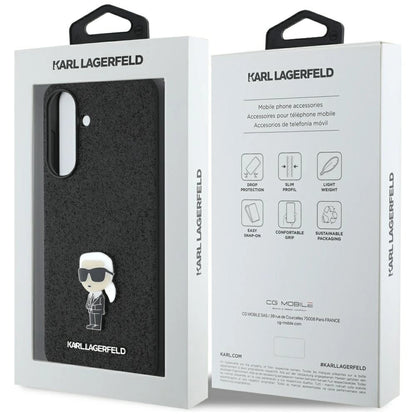 Karl Lagerfeld Fixed Glitter Ikonik Logo Metal Pin Case for Samsung Galaxy A56 - Black_6