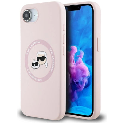 Karl Lagerfeld Silicone Karl&amp;Choupette Heads MagSafe iPhone 16e Case - Pink_0