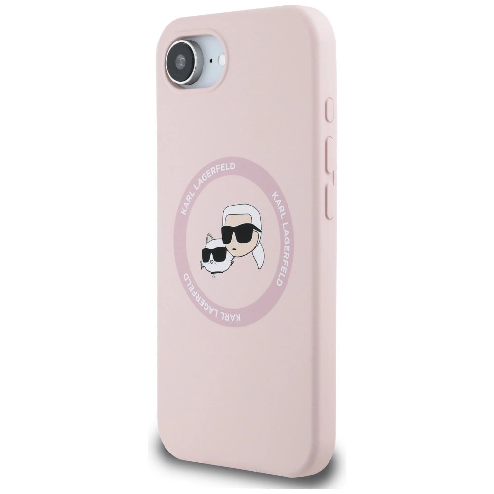 Karl Lagerfeld Silicone Karl&amp;Choupette Heads MagSafe iPhone 16e Case - Pink_1