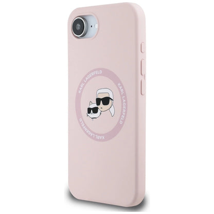 Karl Lagerfeld Silicone Karl&amp;Choupette Heads MagSafe iPhone 16e Case - Pink_1