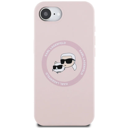 Karl Lagerfeld Silicone Karl&amp;Choupette Heads MagSafe iPhone 16e Case - Pink_2