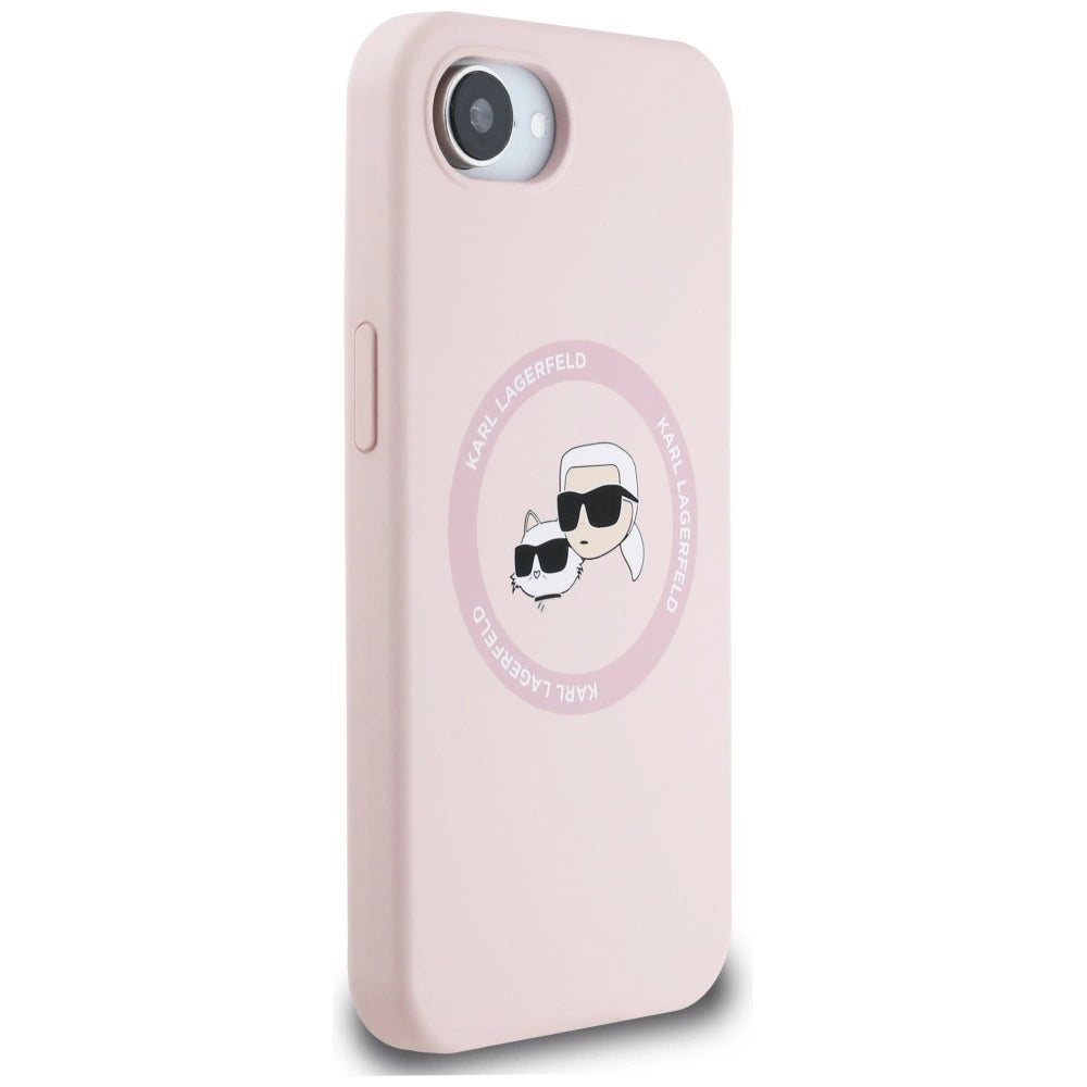 Karl Lagerfeld Silicone Karl&amp;Choupette Heads MagSafe iPhone 16e Case - Pink_3