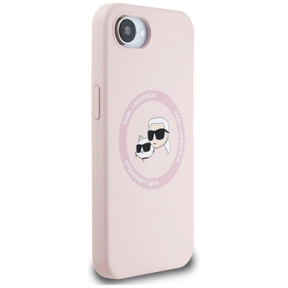 Karl Lagerfeld Silicone Karl&amp;Choupette Heads MagSafe iPhone 16e Case - Pink_3