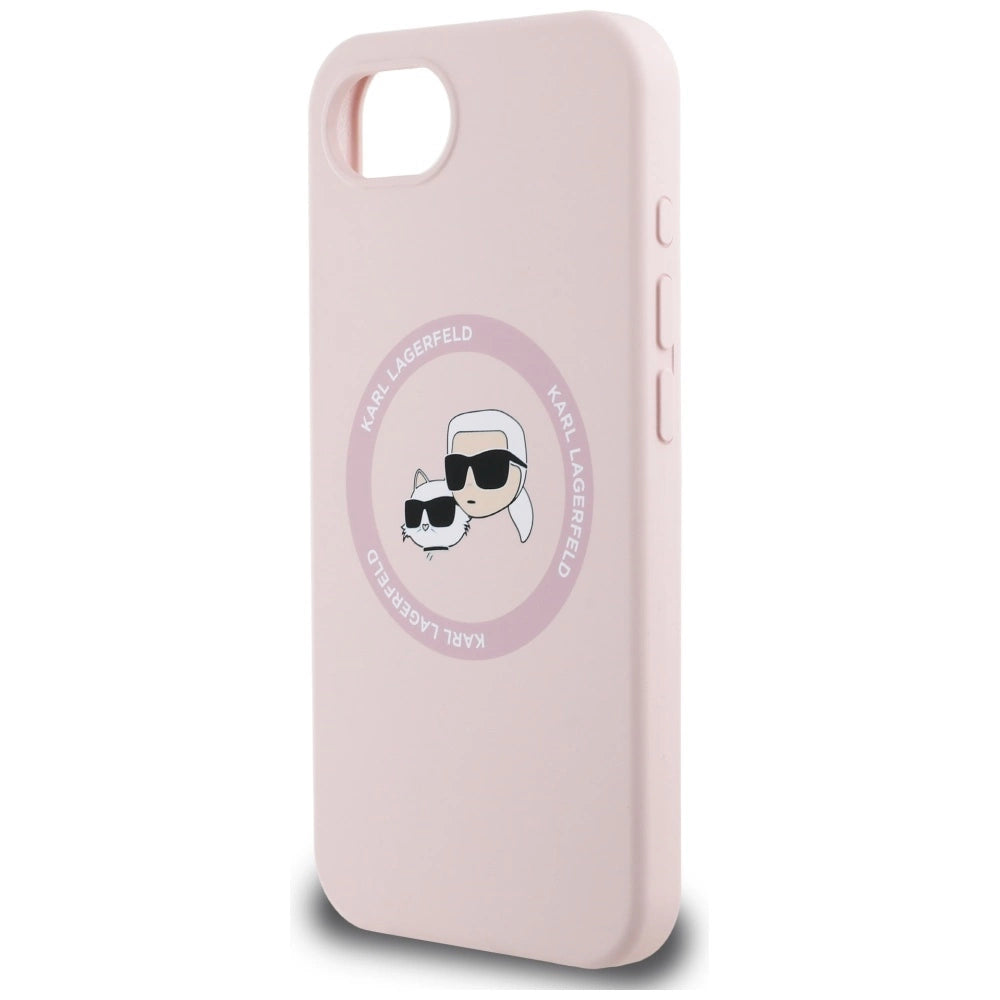 Karl Lagerfeld Silicone Karl&amp;Choupette Heads MagSafe iPhone 16e Case - Pink_5
