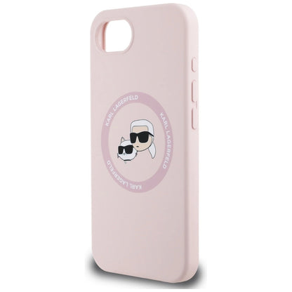 Karl Lagerfeld Silicone Karl&amp;Choupette Heads MagSafe iPhone 16e Case - Pink_5