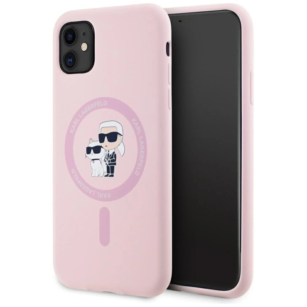 Karl Lagerfeld Silicone Karl&amp;Choupette MagSafe iPhone 11 Case - Pink_0