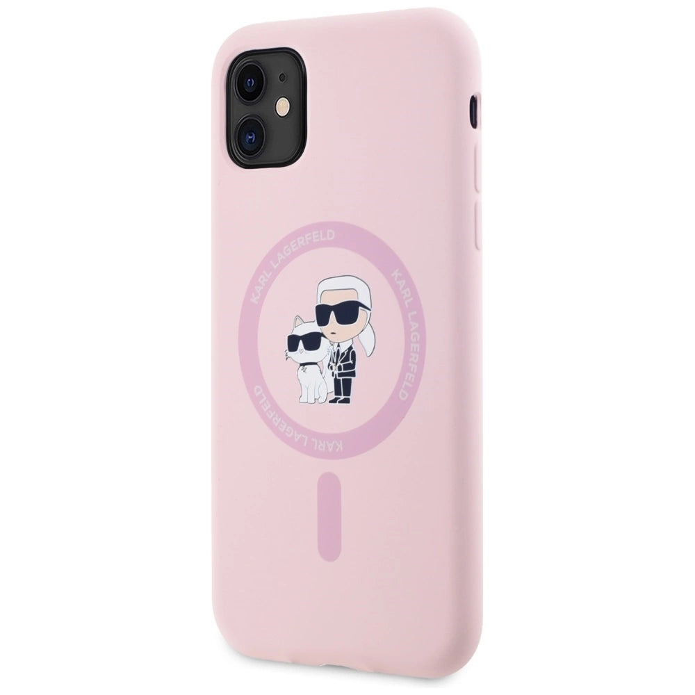 Karl Lagerfeld Silicone Karl&amp;Choupette MagSafe iPhone 11 Case - Pink_1
