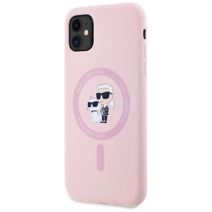 Karl Lagerfeld Silicone Karl&amp;Choupette MagSafe iPhone 11 Case - Pink_1