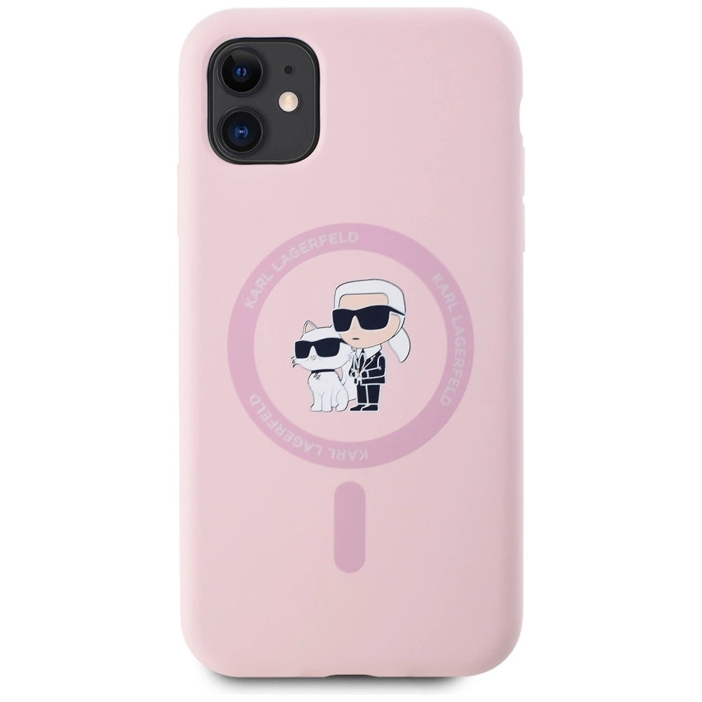 Karl Lagerfeld Silicone Karl&amp;Choupette MagSafe iPhone 11 Case - Pink_2