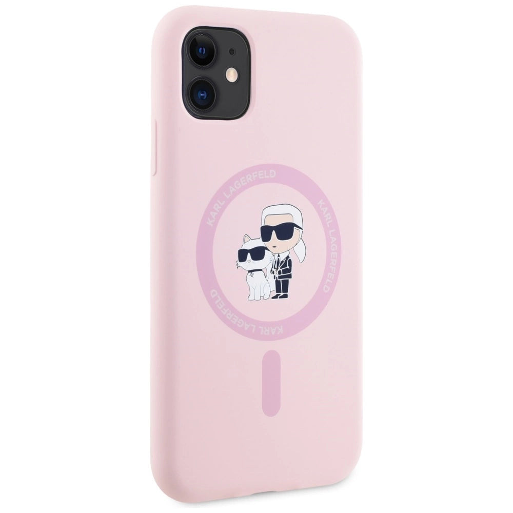 Karl Lagerfeld Silicone Karl&amp;Choupette MagSafe iPhone 11 Case - Pink_3