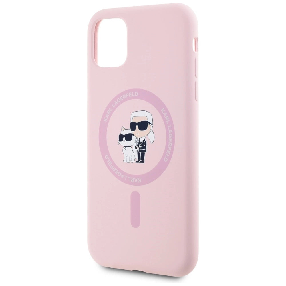 Karl Lagerfeld Silicone Karl&amp;Choupette MagSafe iPhone 11 Case - Pink_5