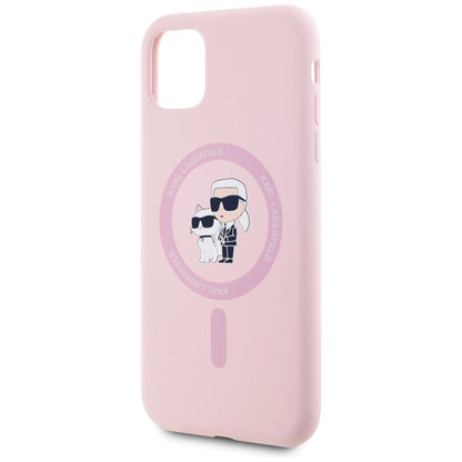 Karl Lagerfeld Silicone Karl&amp;Choupette MagSafe iPhone 11 Case - Pink_5
