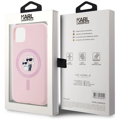 Karl Lagerfeld Silicone Karl&amp;Choupette MagSafe iPhone 11 Case - Pink_7