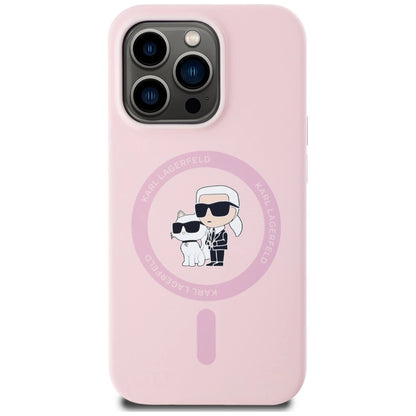 Karl Lagerfeld Silicone Karl&amp;Choupette MagSafe Case for iPhone 14 Pro Max - Pink_2