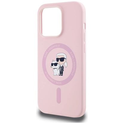 Karl Lagerfeld Silicone Karl&amp;Choupette MagSafe Case for iPhone 14 Pro Max - Pink_5